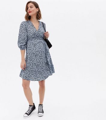 Maternity Blue Ditsy Floral Crepe Wrap Dress New Look | £19.99 | Trinity  Leeds